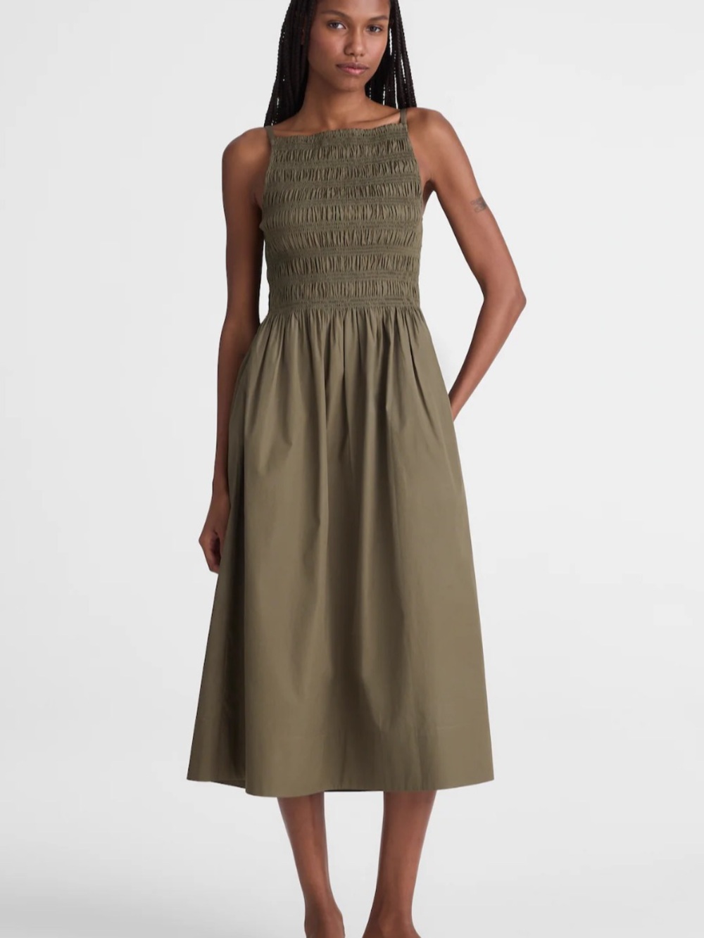 NWT Madewell Smocked High-Neck Midi Dress S